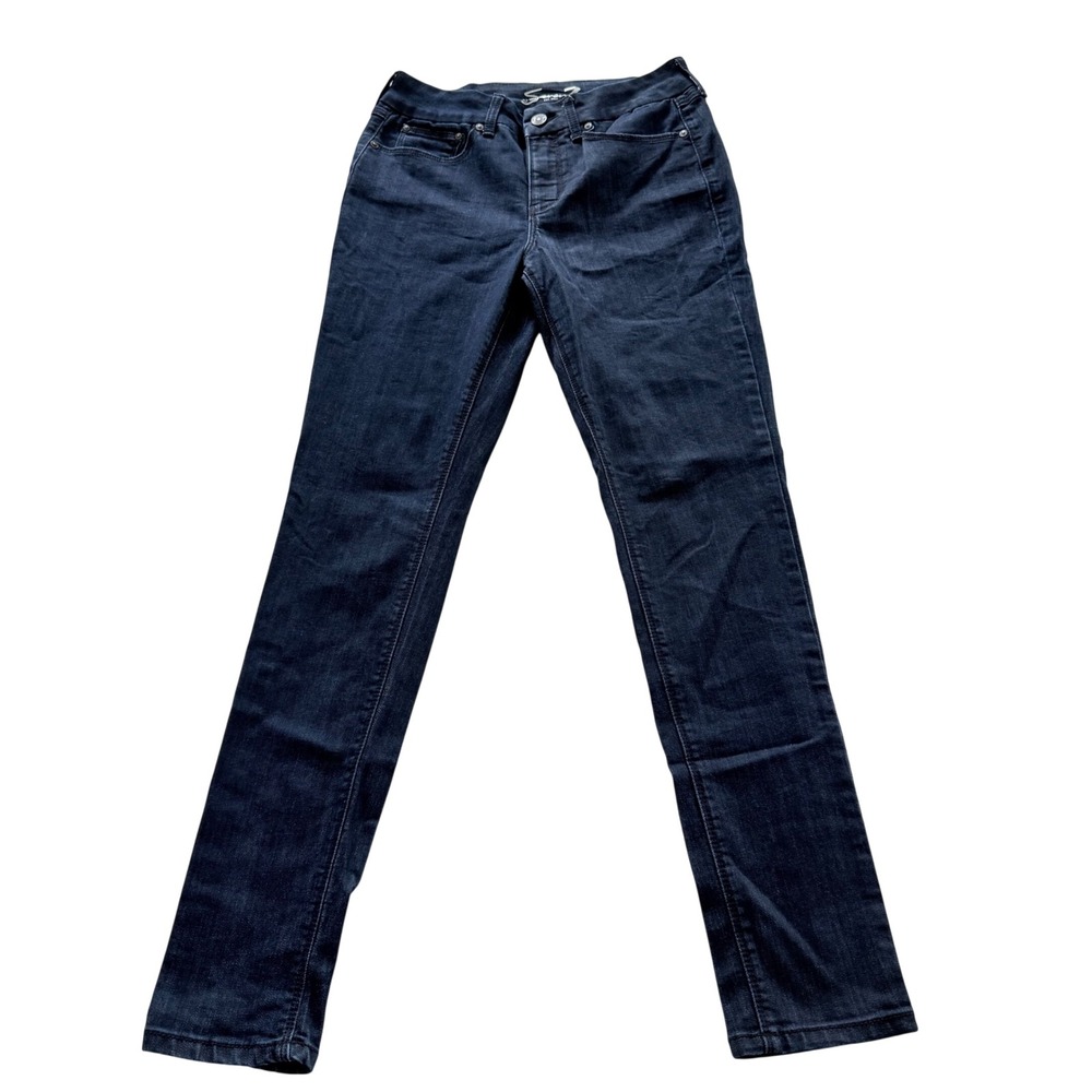 Seven7 Jeans Womens 6 Dark‎ Indigo Blue Slim Straight Leg Mid Rise Stretch Denim